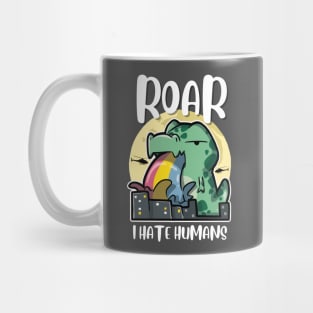 I Hate Humans - Tyrannosaurus Rex rainbow vomit Mug